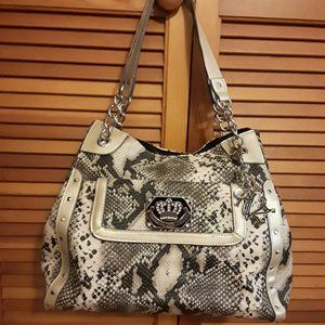 Snakeskin Designer Handbag with Front Pocket
